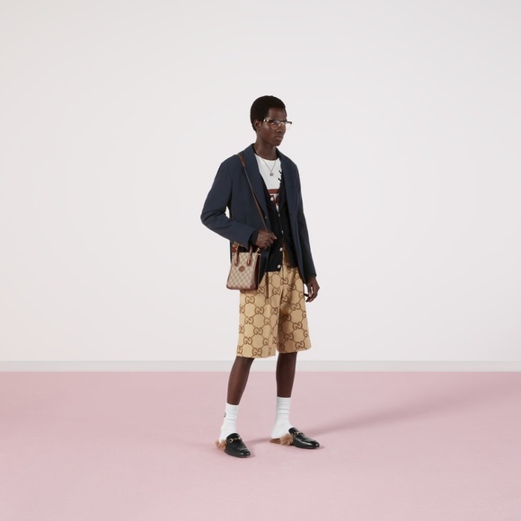 size 50 L Gucci GG Canvas Beige Shorts Men Brown Wide Leg - Picture 2 of 11